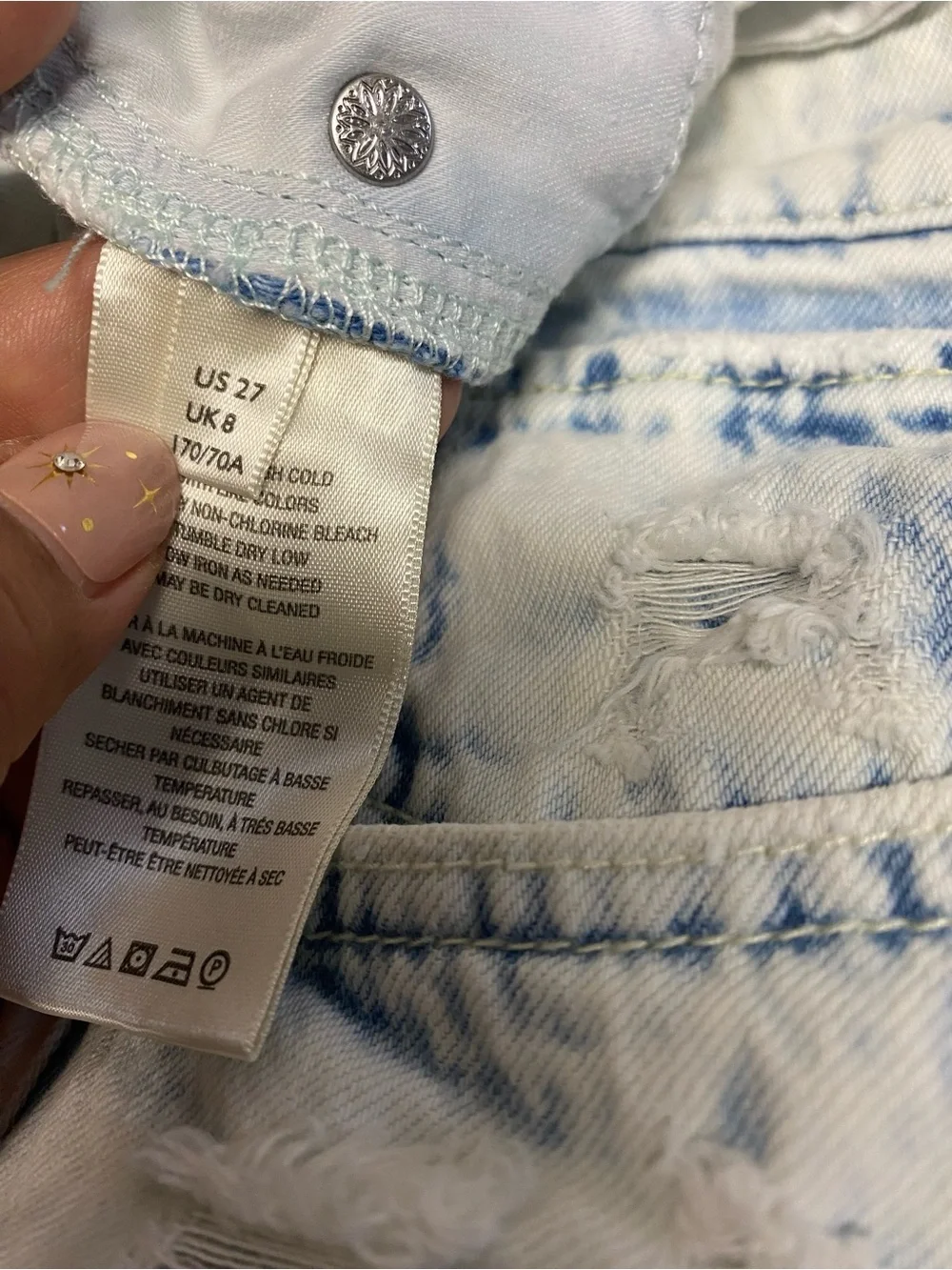 We The Free Light Blue Distressed Frayed Hem Jean Shorts